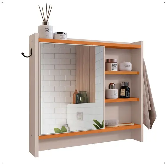 Armário Aéreo Espelheira Armarinho para Banheiro com Espelho Genova