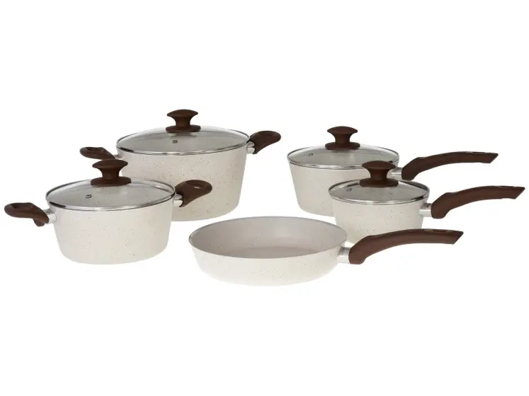 Jogo de Panelas Brinox Revestimento Cerâmico de Alumínio Vanilla 5 Peças